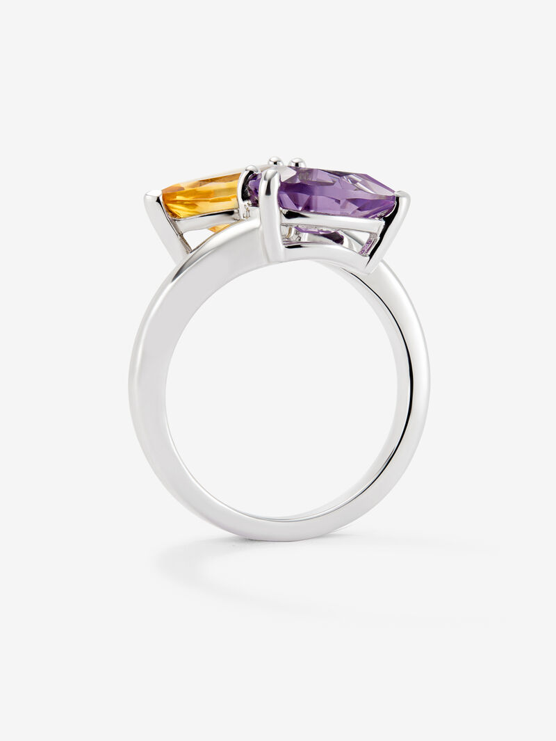 You and Me ring made of 925 silver with amethyst and citrine. image number 4