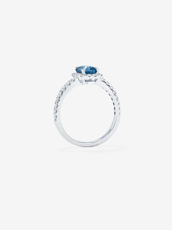 18 kt white gold ring with London blue topaz and diamonds, SO21054-OBDTPLN7X5_V