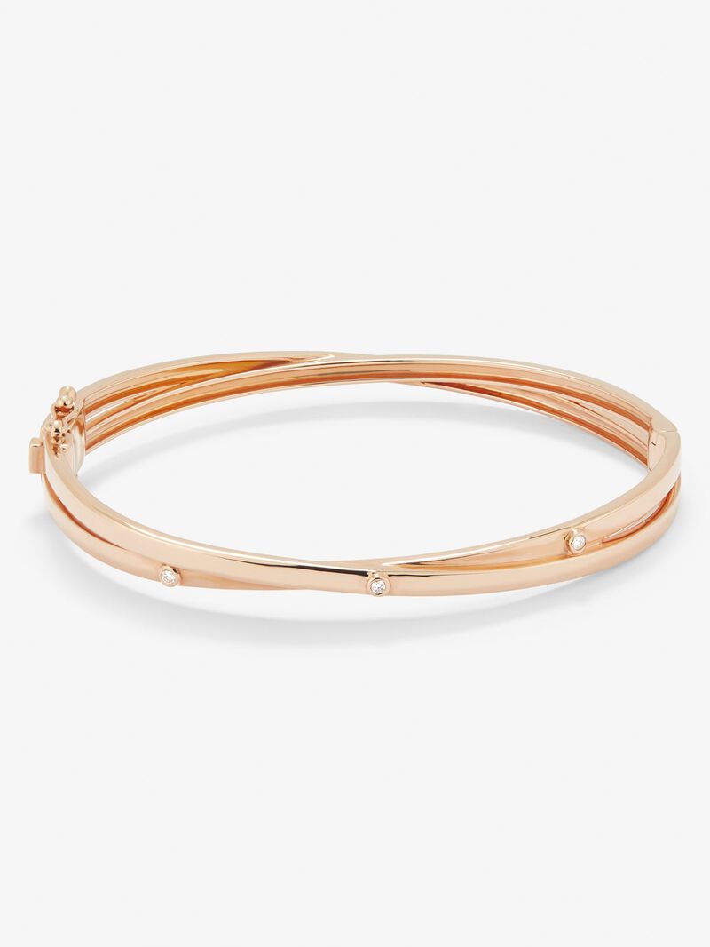 Rigid 18K rose gold bracelet with 3 brilliant-cut diamonds with a total of 0.04 cts image number 0