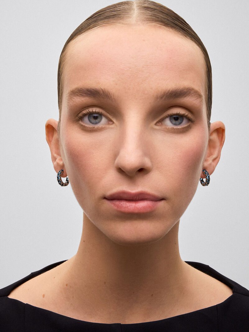 925 Silver Topaz Hoop Earrings image number 1