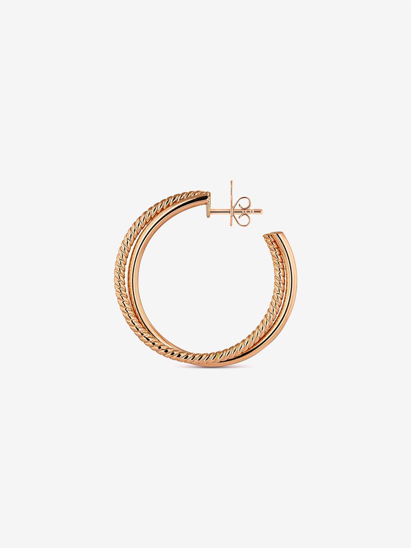 18kt Rose Gold Large Crossed Hoop Earrings image number 4