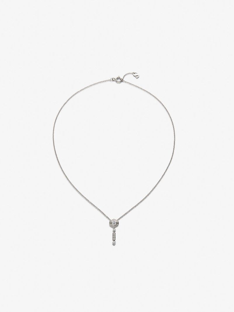 18K white gold pendant with 0.5 ct brilliant and baguette cut diamonds image number 0