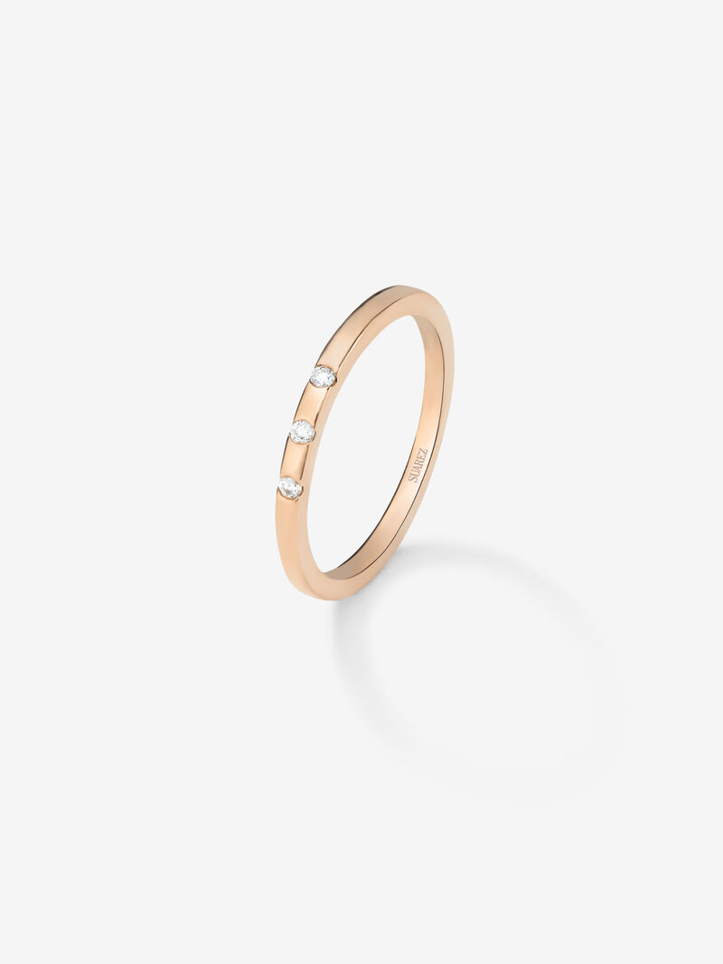 18K rose gold thin band ring with diamonds image number 0