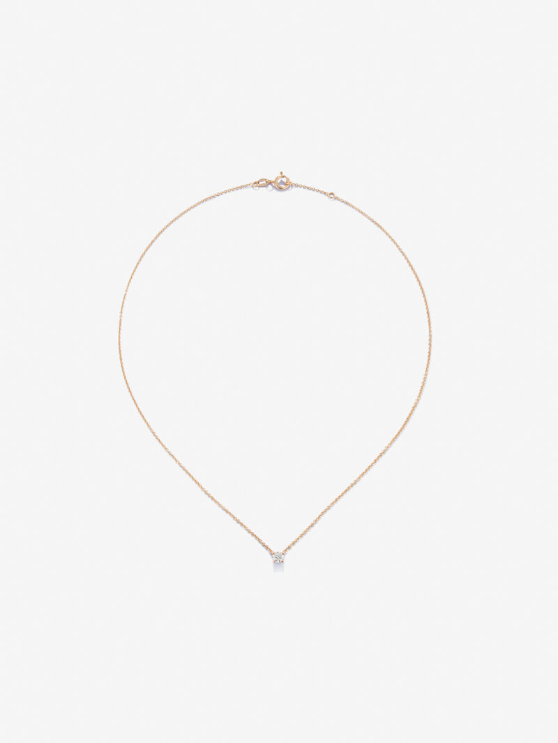 18K rose gold chain pendant with solitary diamond image number 0