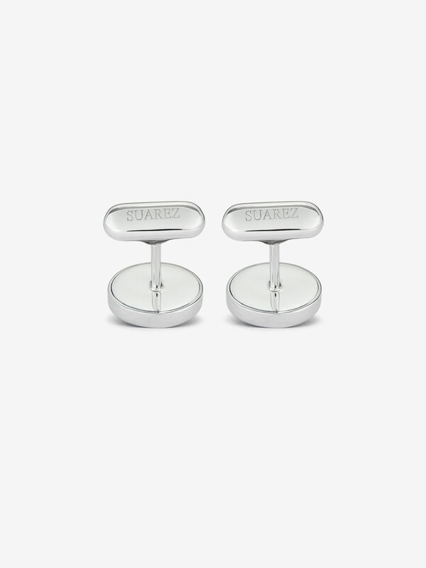 Gemelos redondos de plata con piedra ónix negro de 2,72cts, GE13003-AGON_V