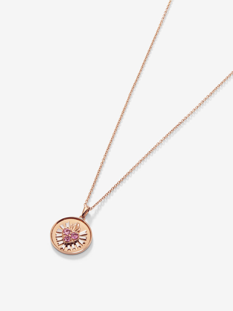 18K white and rose gold pendant with 3 brilliant-cut pink sapphires with a total of 0.15 cts image number 2