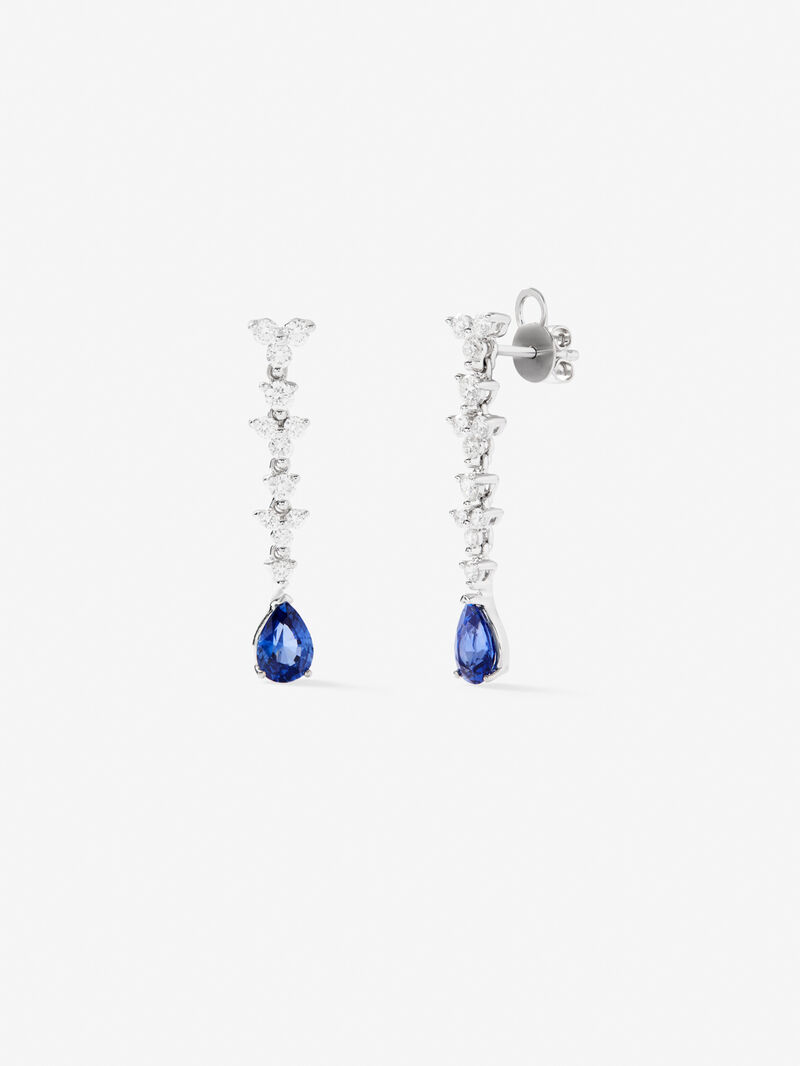 18K white gold earrings with blue zafiros in 1.82 cts and white diamonds in bright 0.86 cts image number 0