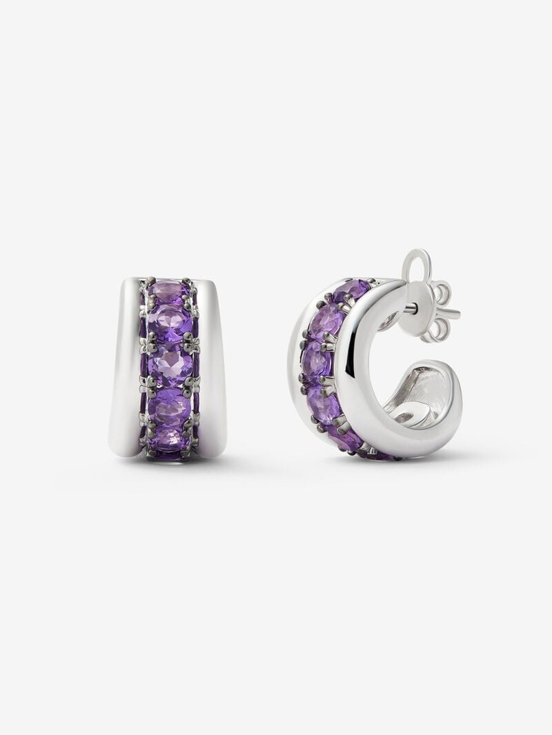 925 silver earrings with brilliant-cut amethyst pave image number 0