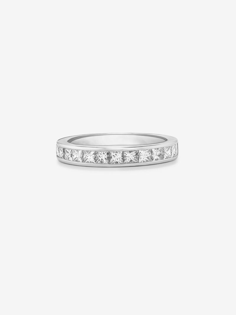 Half ring in 18K white gold with 13 princess-cut diamonds with a total of 1.16 cts image number 2