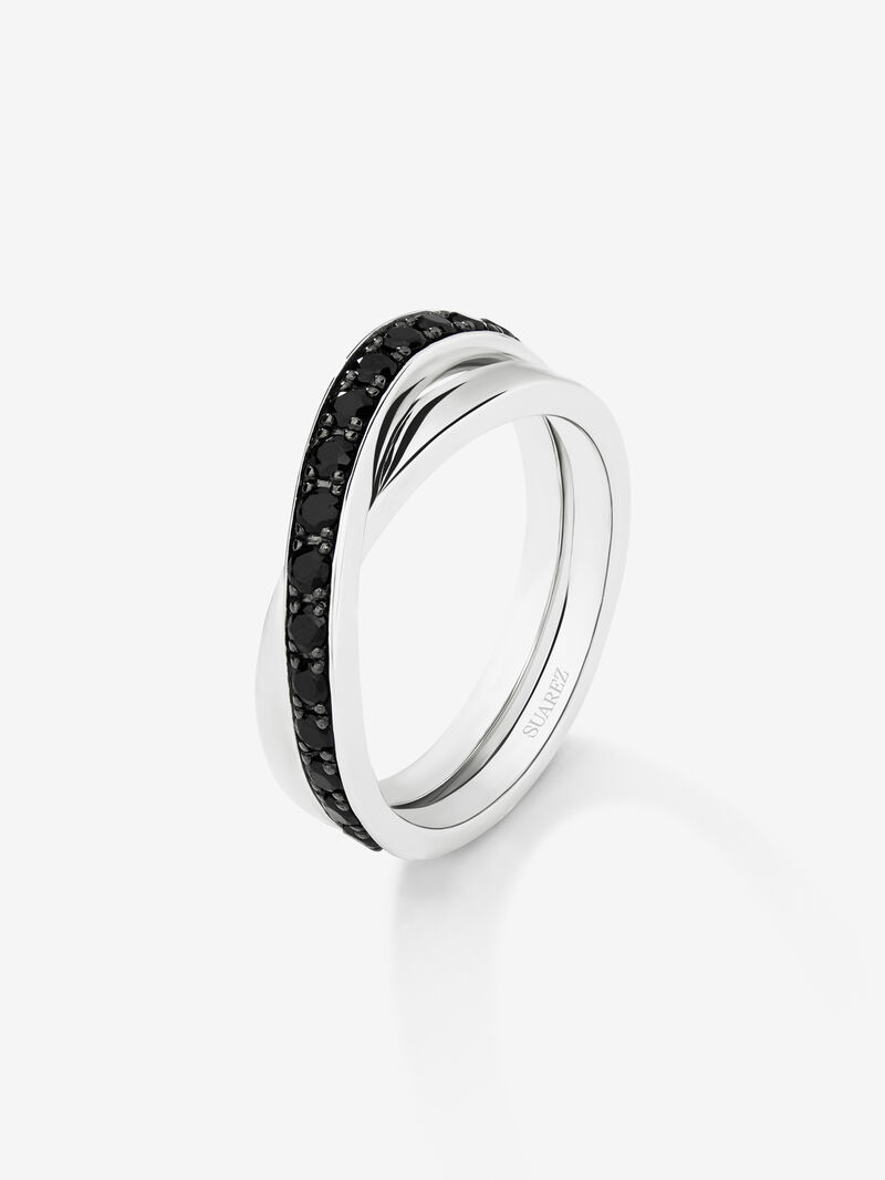 927 Silver Crossed Ring with Spinel Stones image number 0