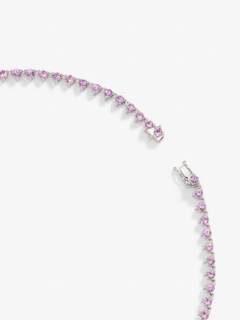 18K white gold necklace with 23 heart-cut pink sapphires with a total of 17.29 cts, 37 brilliant-cut diamonds with a total of 5.5 cts and 22 brilliant-cut diamonds with a total of 2.26 cts image number 4