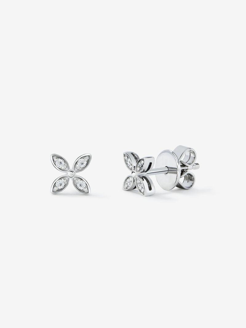 18K White Gold and Pave Diamond Button Earrings image number 0