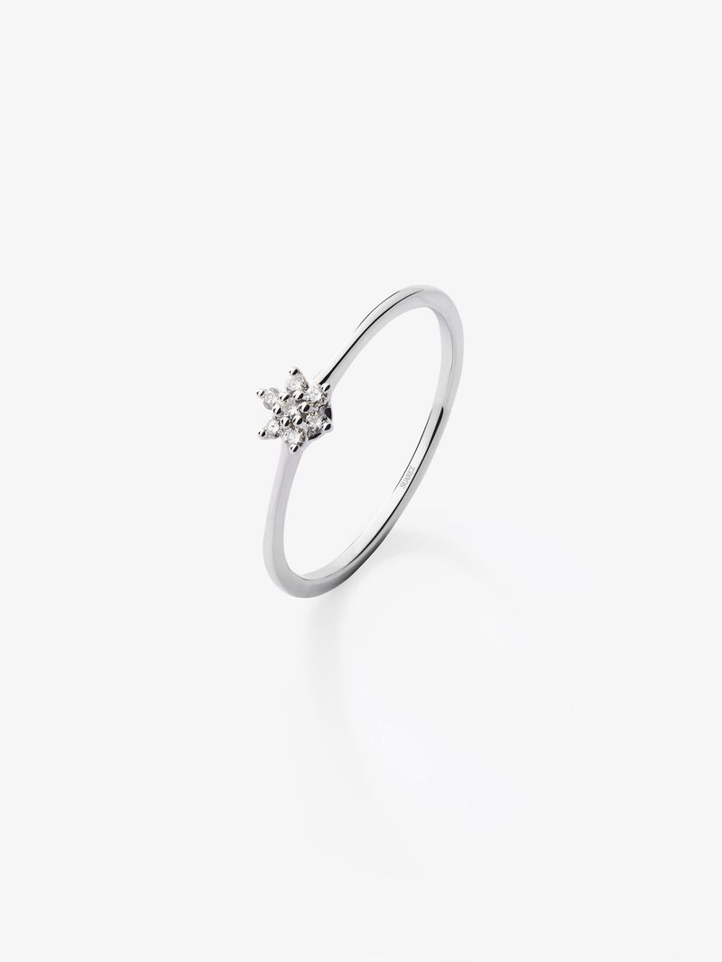 18K white gold ring with 7 brilliant-cut diamonds with a total of 0.07 cts and star shape image number 0