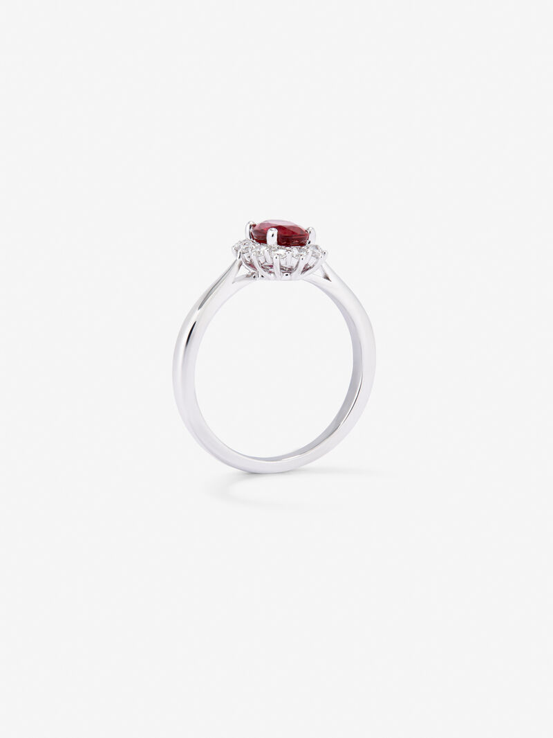 18K White Gold Ring with Red Red Vivid in Oval size of 1 cts and white diamonds in bright size of 0.26 cts image number 4