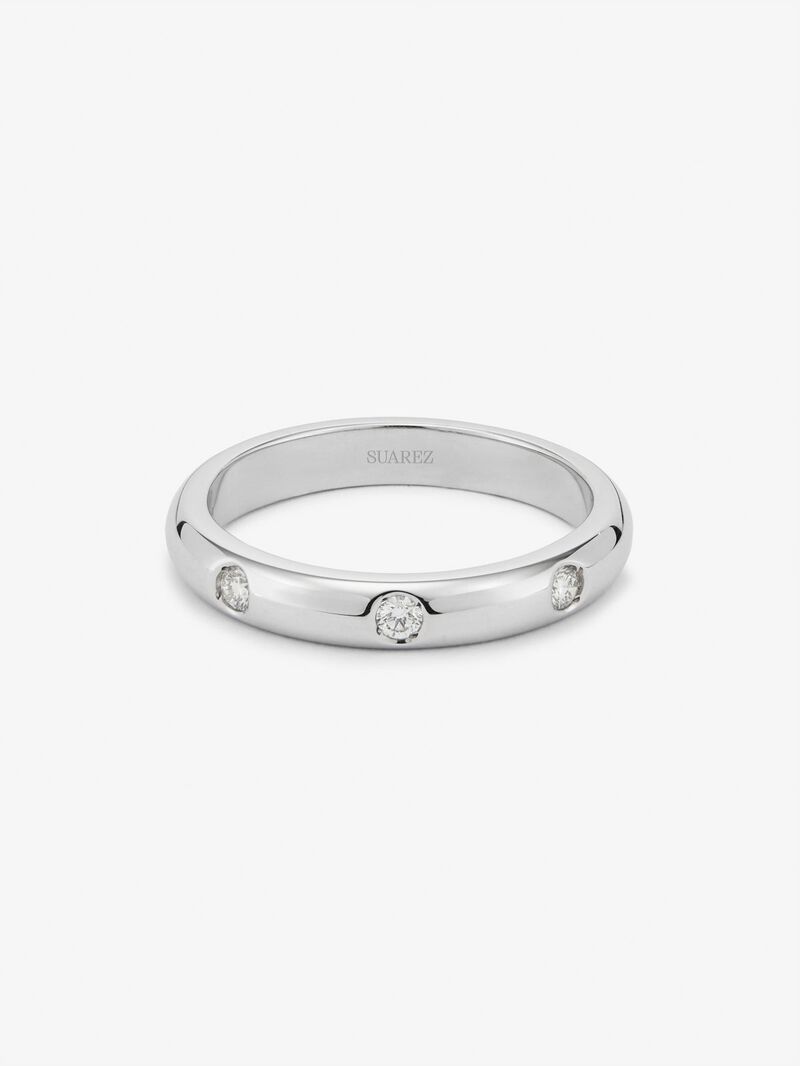 18K white gold ring with 3 brilliant-cut diamonds with a total of 0.09 cts image number 2