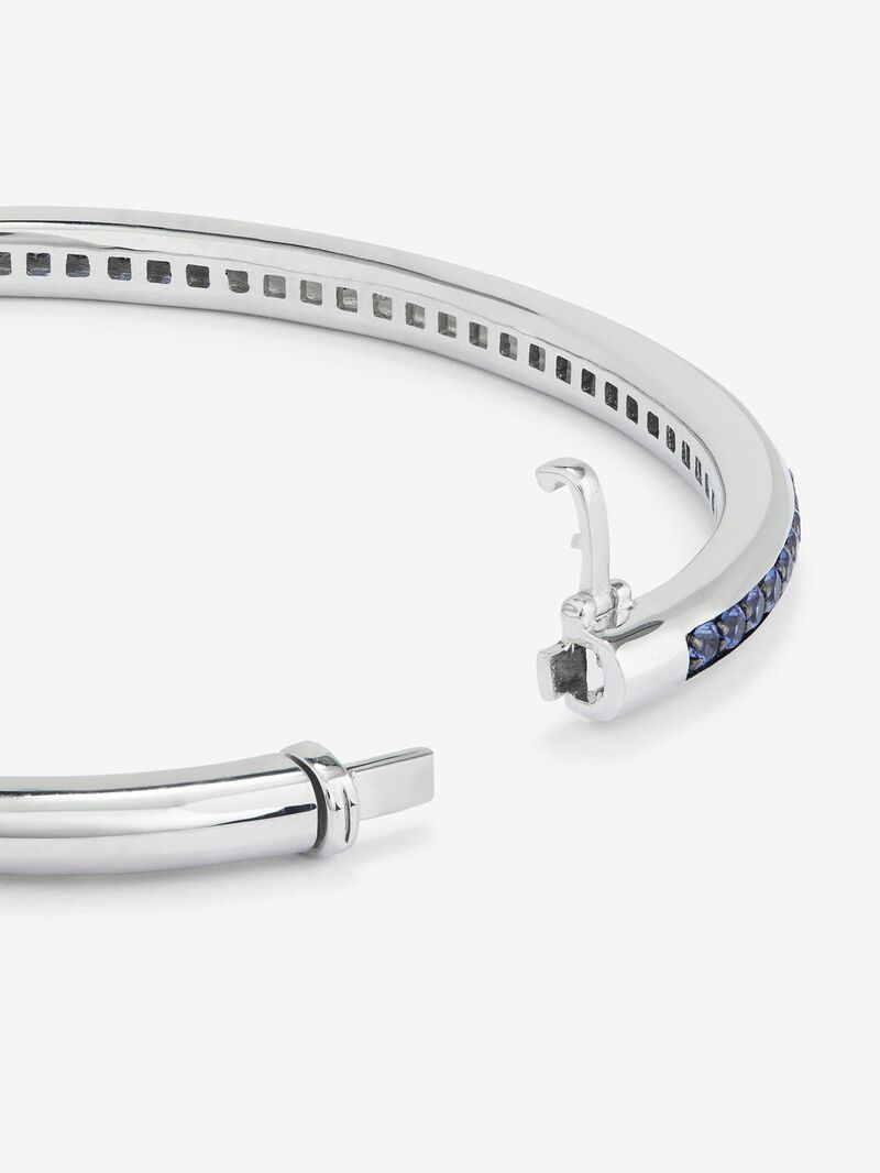 925 Silver rigid bracelet with sapphires. image number 2