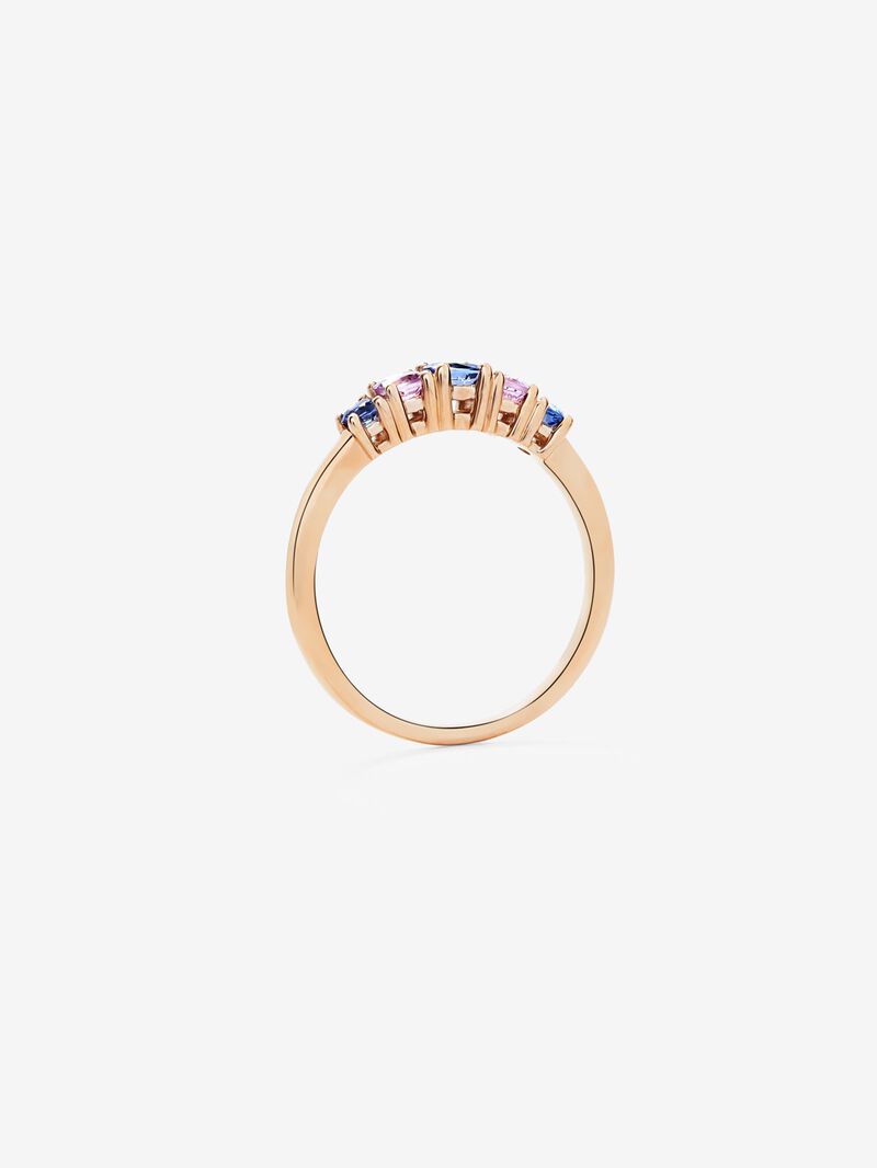 18K rose gold cinquillo ring with 5 brilliant-cut pink and blue sapphires with a total of 0.52 cts image number 4