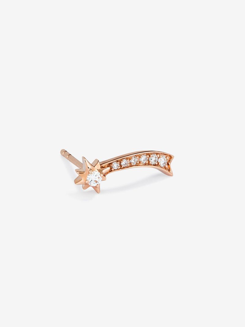 Individual left climber shooting star earring in 18K rose gold with diamonds image number 2