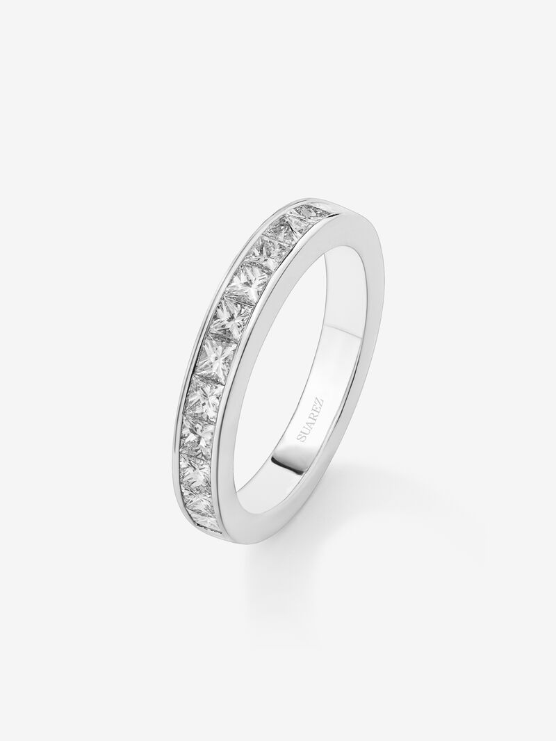 Half ring in 18K white gold with 13 princess-cut diamonds with a total of 0.98 cts image number 0