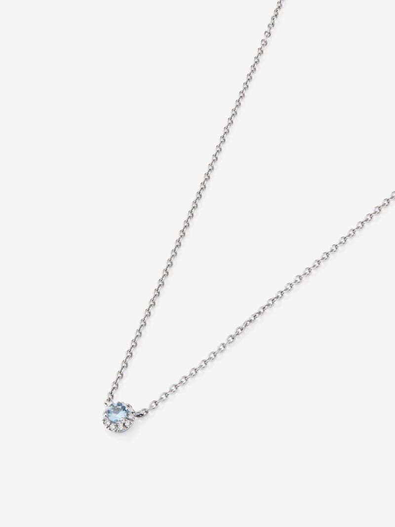 18K white gold chain pendant with aquamarine and diamond image number 2
