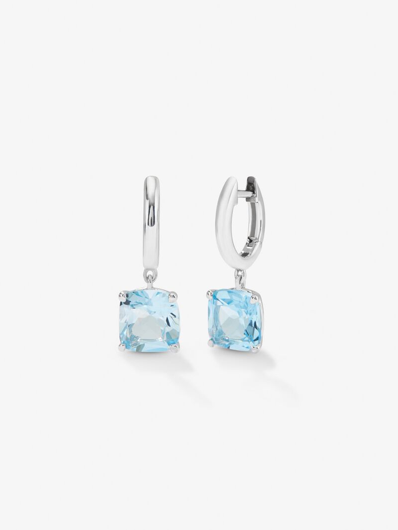 925 silver earrings with 2 sky blue topazes in cushion cut image number 0