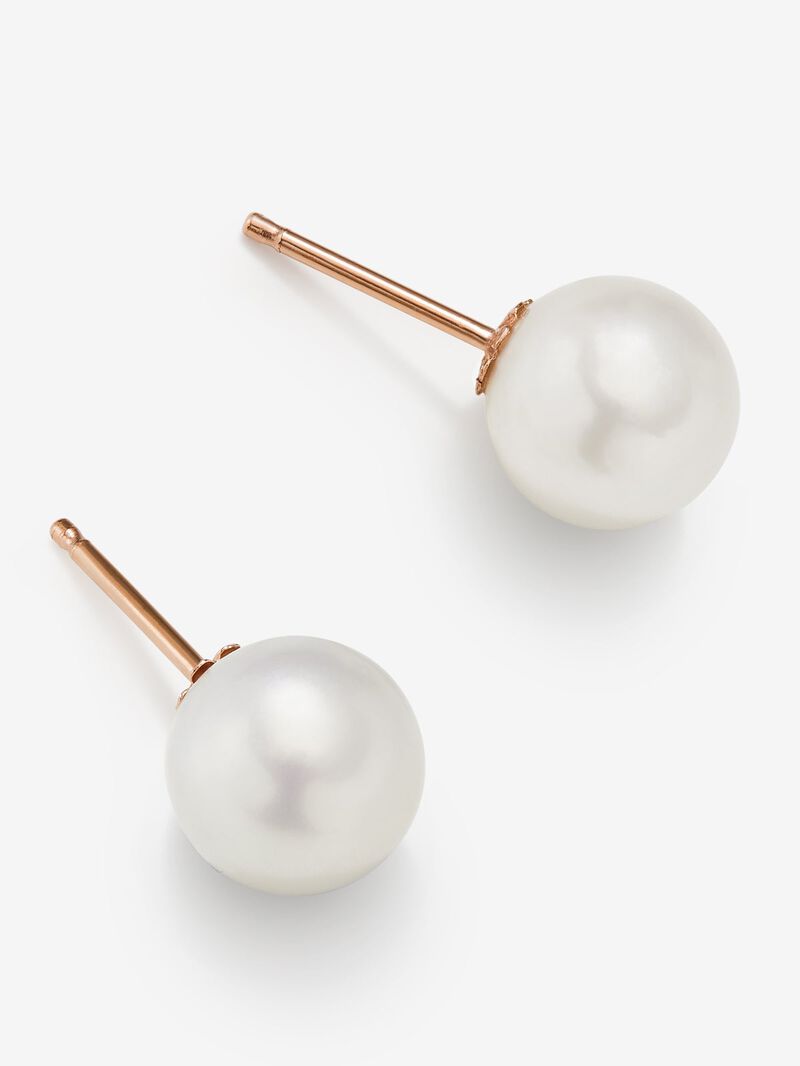 18K rose gold earrings with 2 9.5mm Australian pearls image number 2