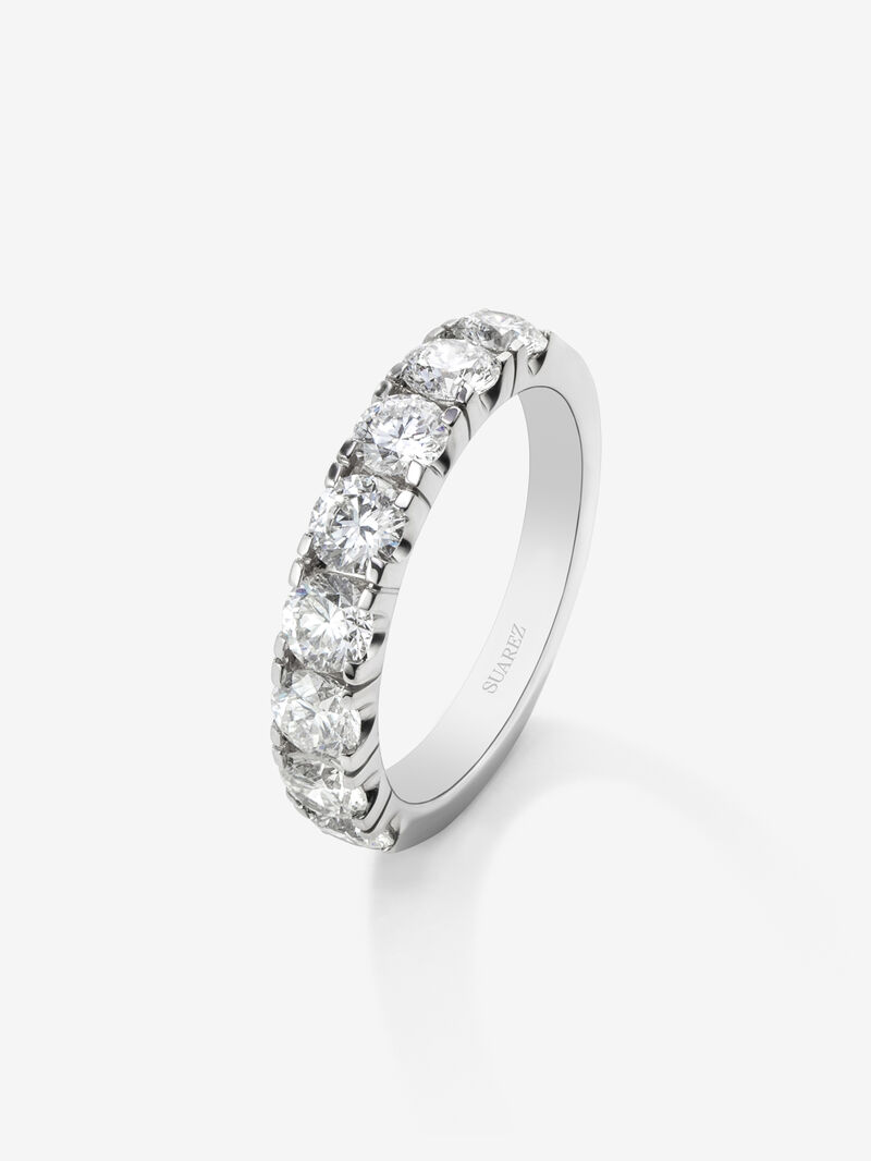 18K White Gold Commitment Alianza Ring with Garra Diamonds image number 0