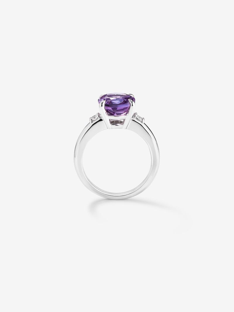928 Silver triple ring with amethyst and diamonds image number 4