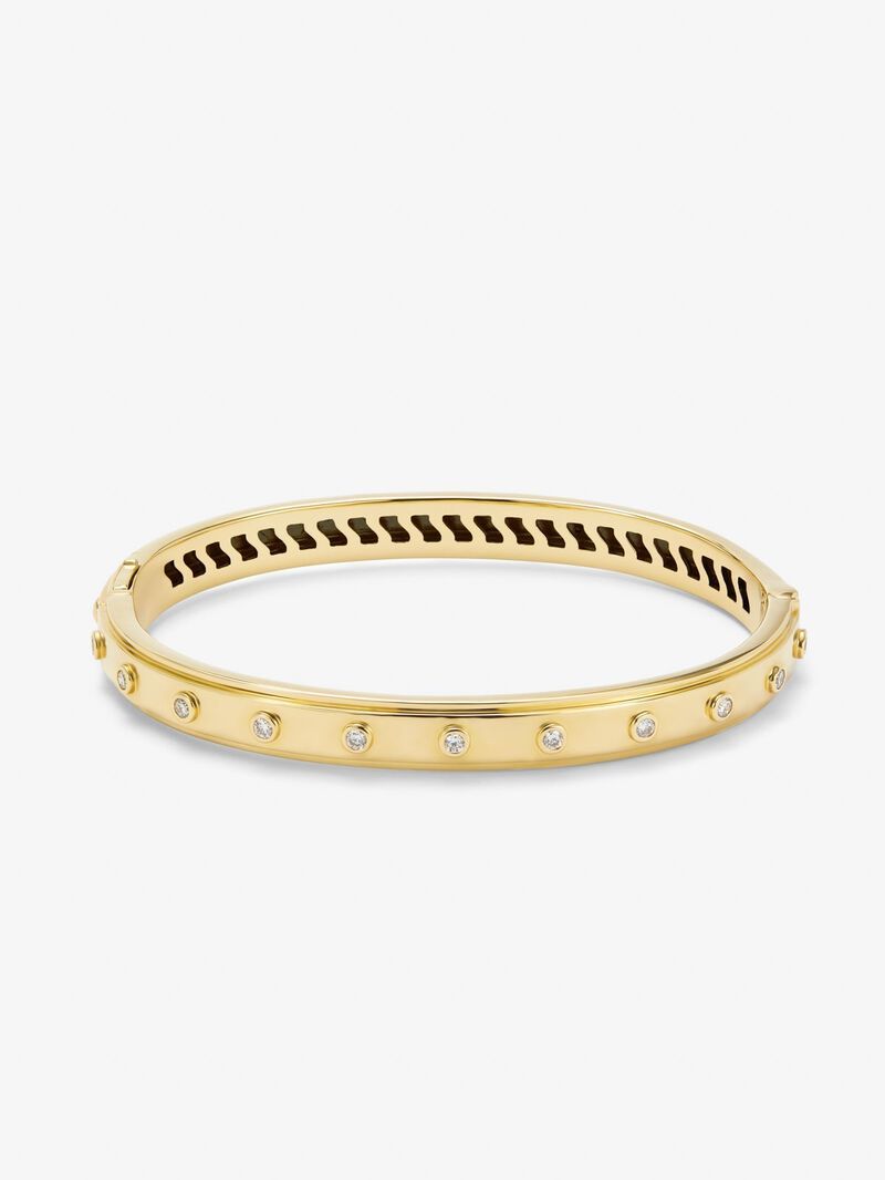 Rigid 18K yellow gold bracelet with 11 brilliant-cut diamonds with a total of 0.36 cts image number 0