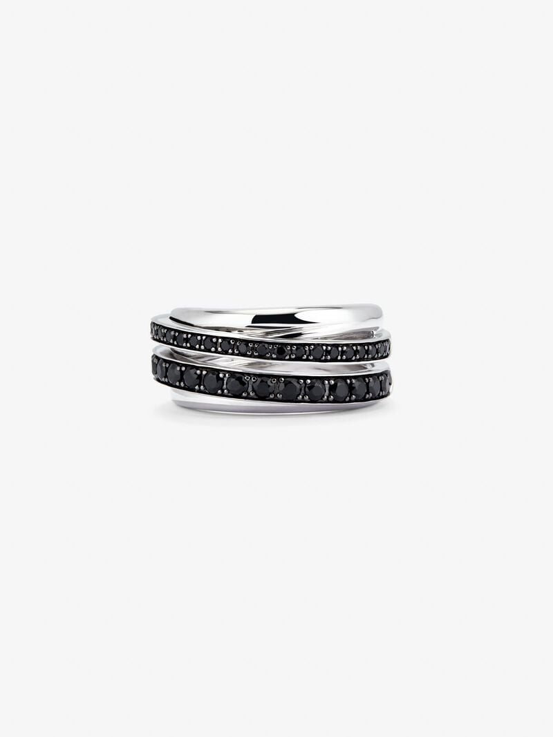 925 Silver Ring with Black Spinel Pavé image number 3