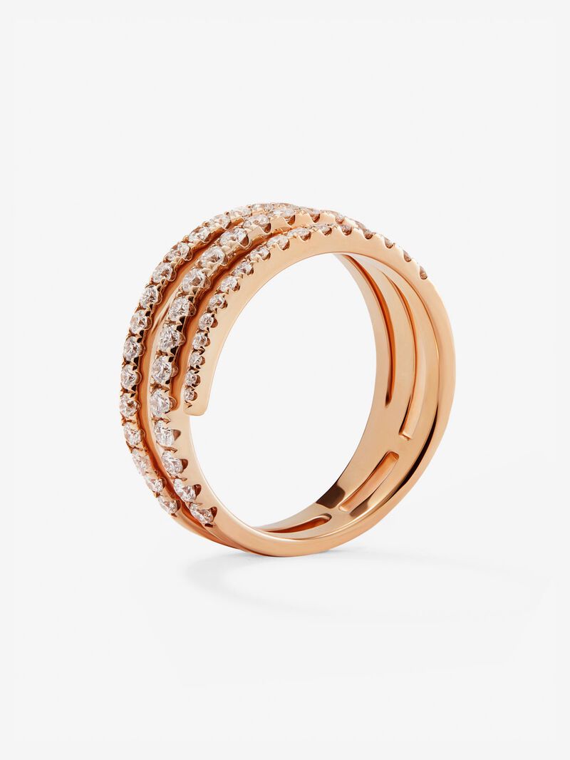 18K rose gold triple ring with 55 brilliant-cut diamonds with a total of 0.68 cts image number 4