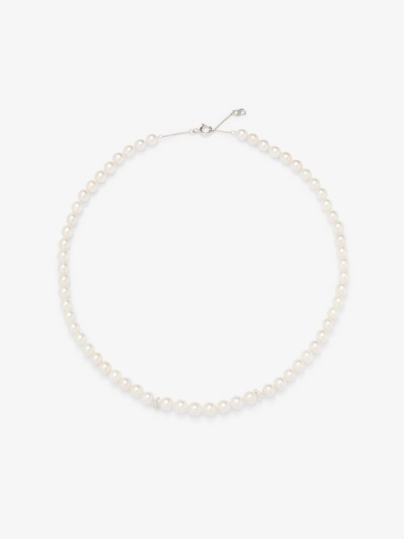 18K white gold necklace with akoya pearls image number 0