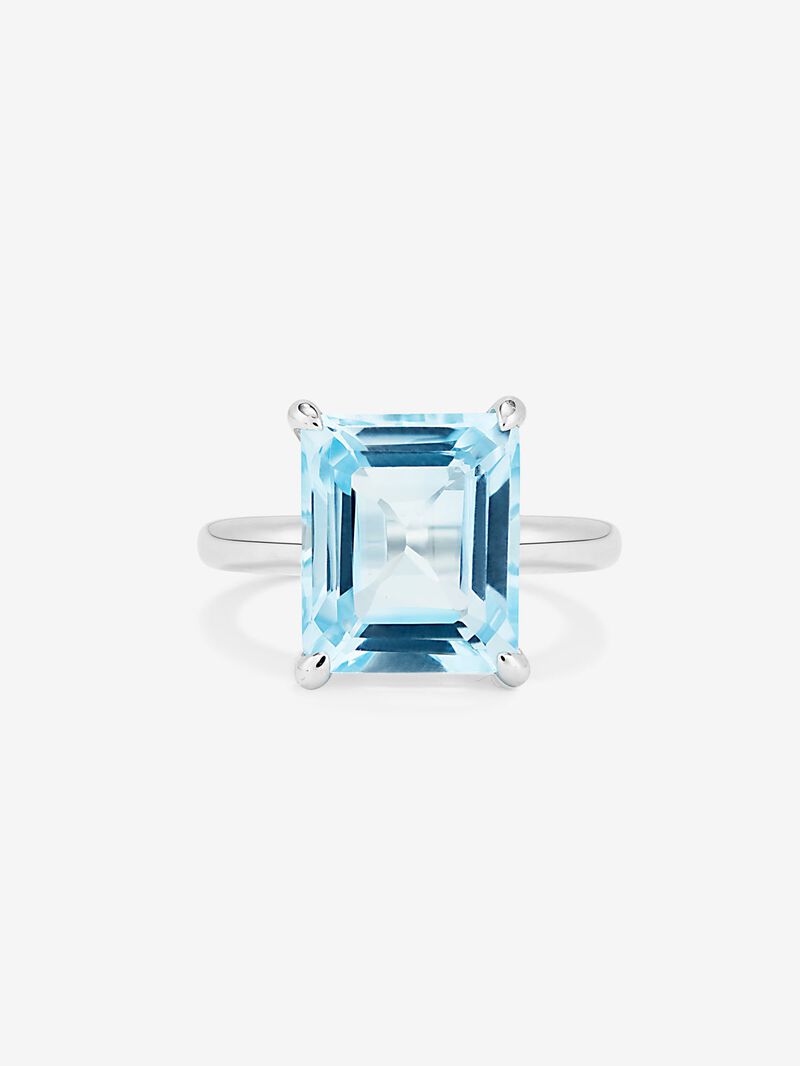 925 silver cocktail ring with sky blue topaz in octagonal cut image number 2