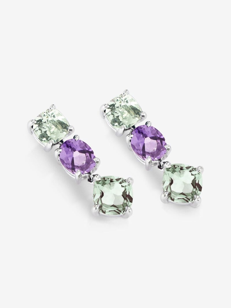 925 silver earrings with green and dwelling in size Cushion and Oval of 5.94 CTS image number 3