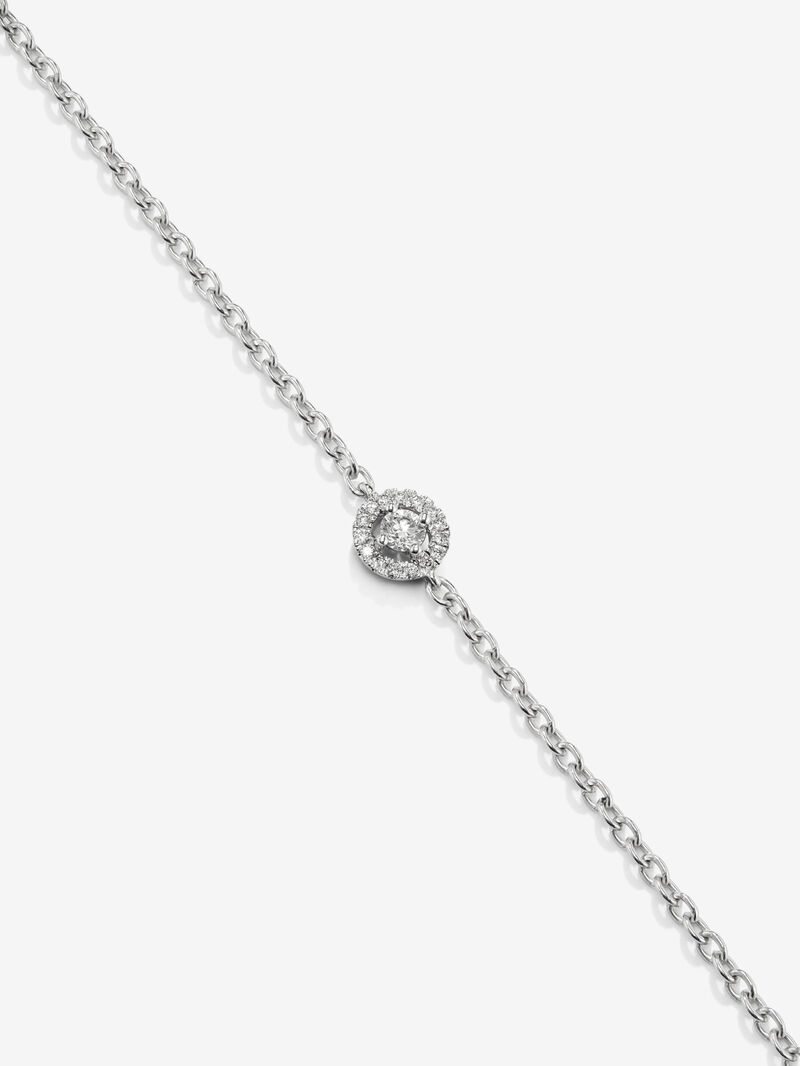 18K white gold chain bracelet with solitary diamond and diamond urla image number 4