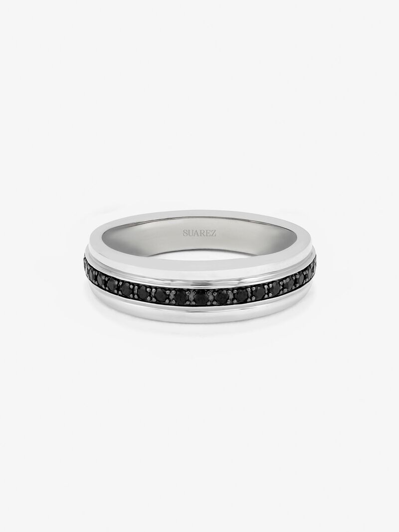 925 silver ring with 19 brilliant-cut black spinels image number 2