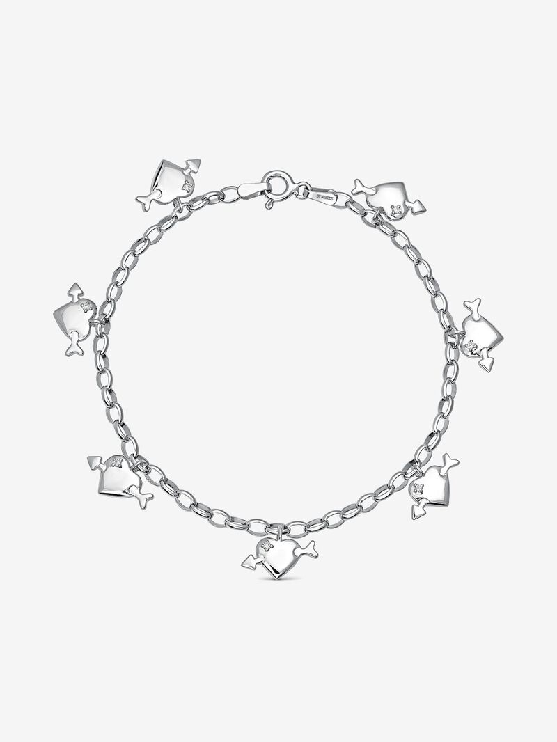 925 silver bracelet with hearts and 7 brilliant-cut diamonds with a total of 0.05 cts image number 0