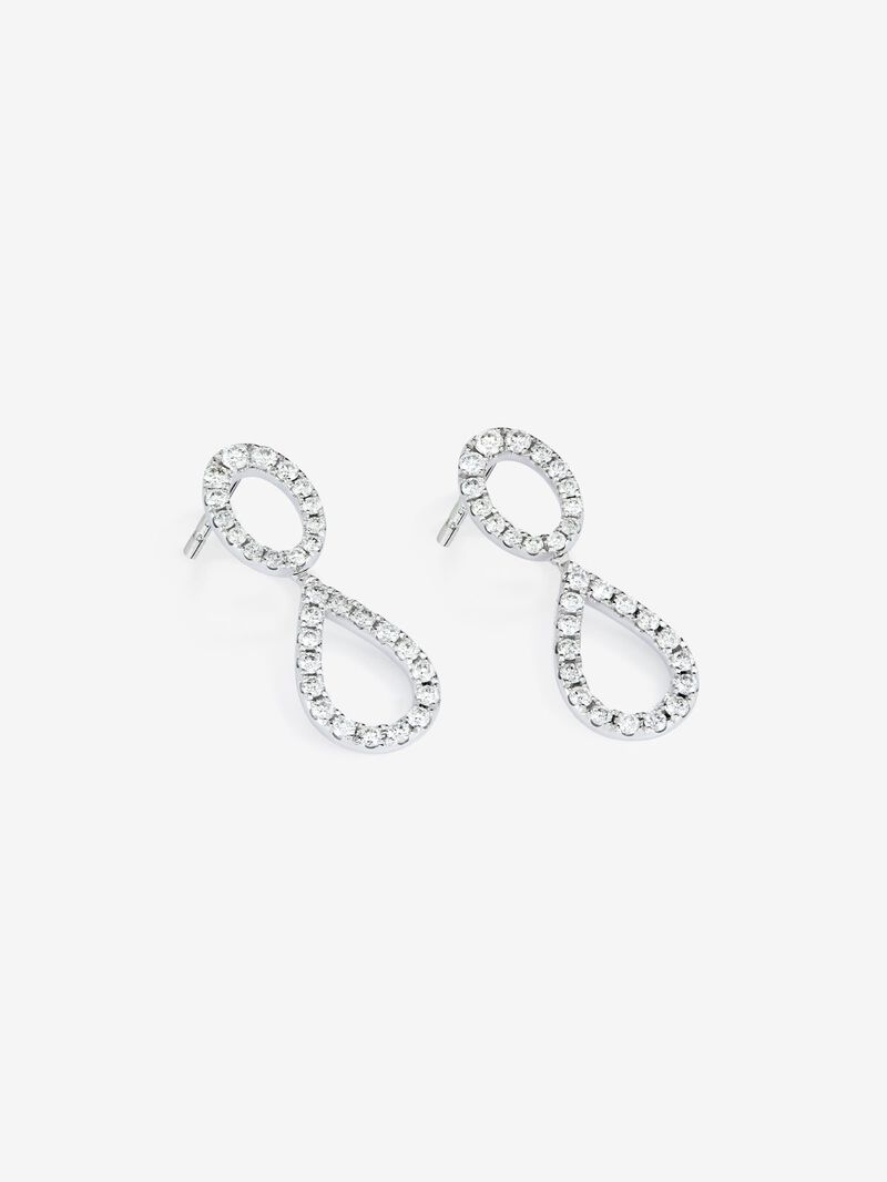 Oval double hoop earrings in 18kt white gold with diamonds image number 2
