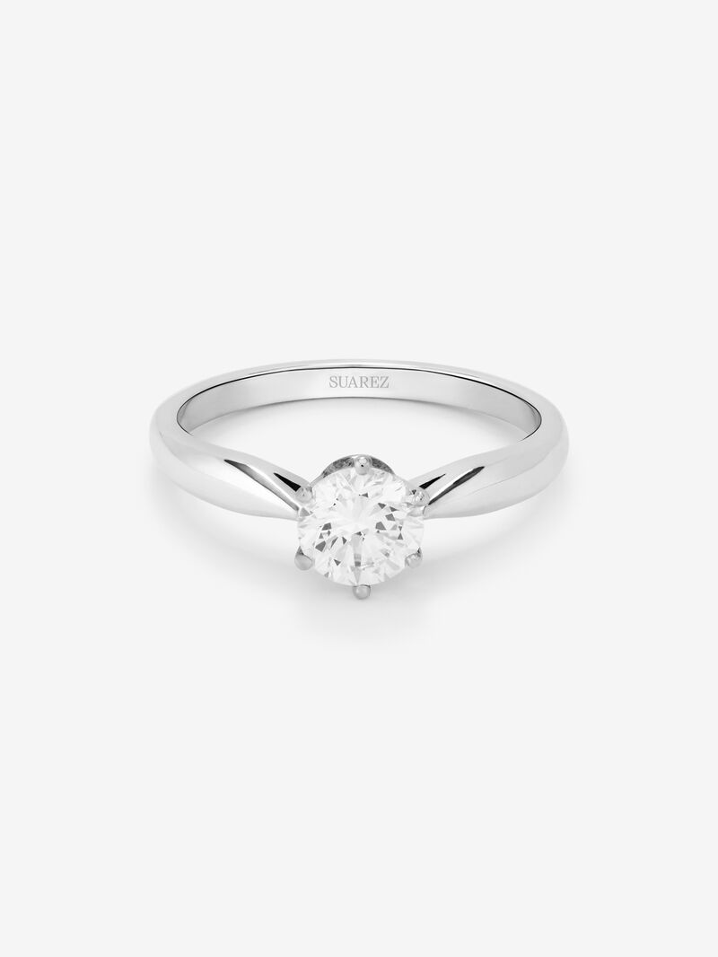18K White Gold Commitment Ring with 0.7 carat central diamond image number 1