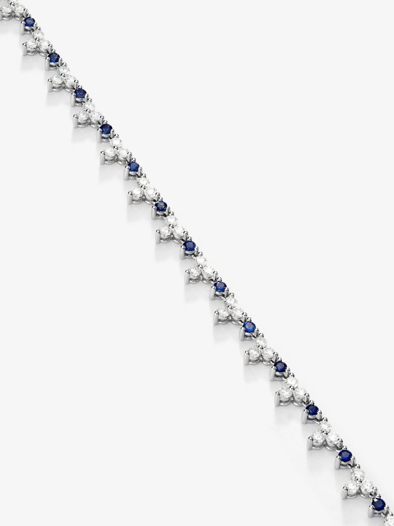 18K white gold rivière necklace with 25 brilliant-cut blue sapphires with a total of 1.7 cts and 72 brilliant-cut diamonds with a total of 3.97 cts image number 2