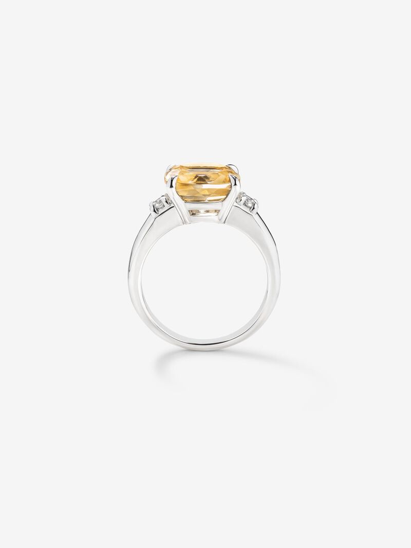 928 Silver Trilogy Ring with Citrine and Diamonds image number 4