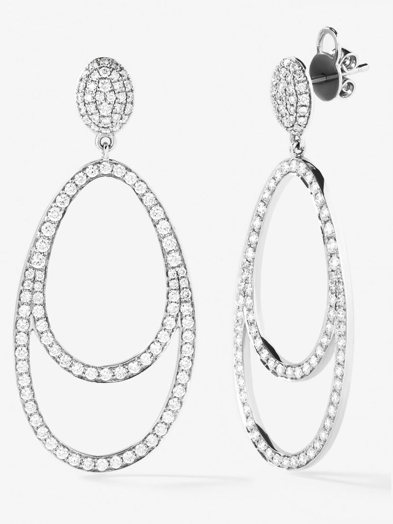 18K white gold earrings with 210 brilliant-cut diamonds with a total of 1.75 cts image number 0