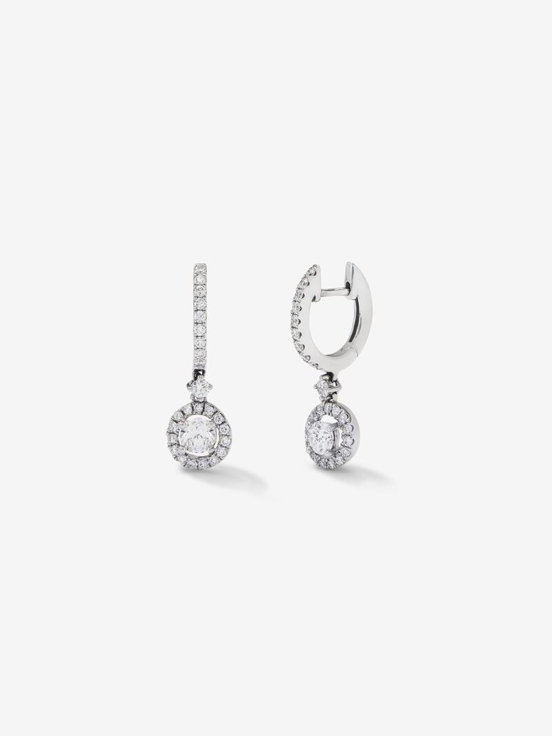 18K white gold earrings with white diamonds of 0.8 cts image number 0