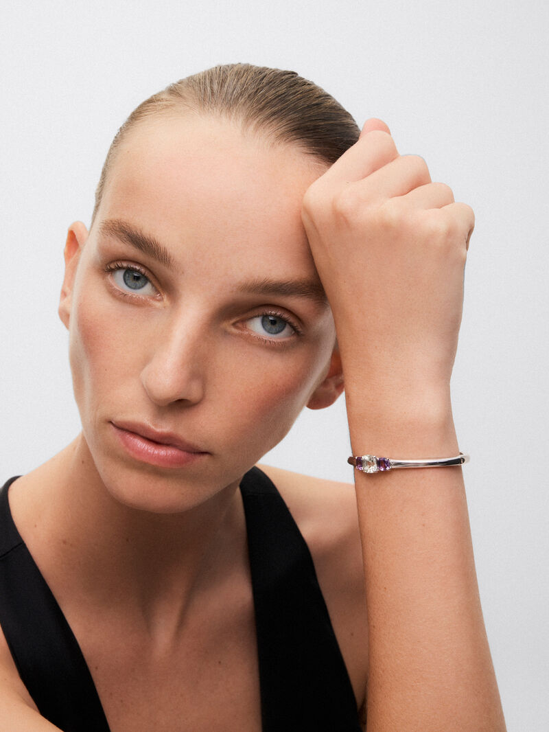 Utopian silver bracelet with amethyst. image number 1