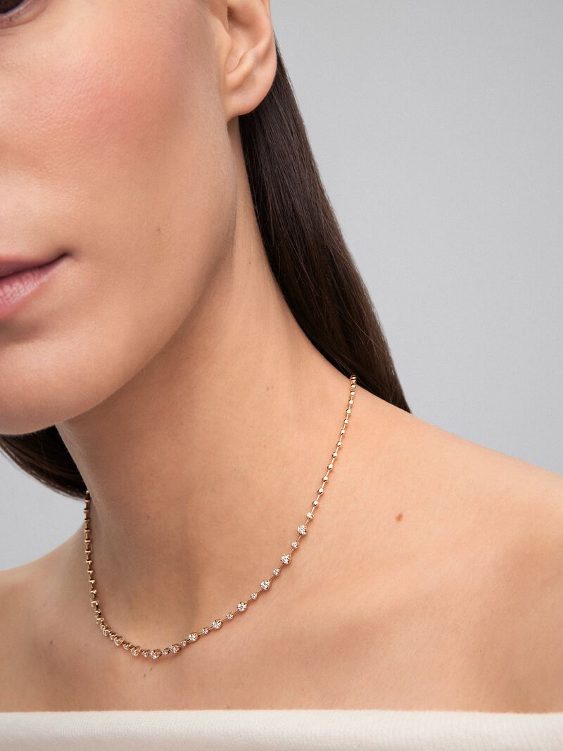 18K yellow gold necklace with white diamonds of 0.95 cts image number 3