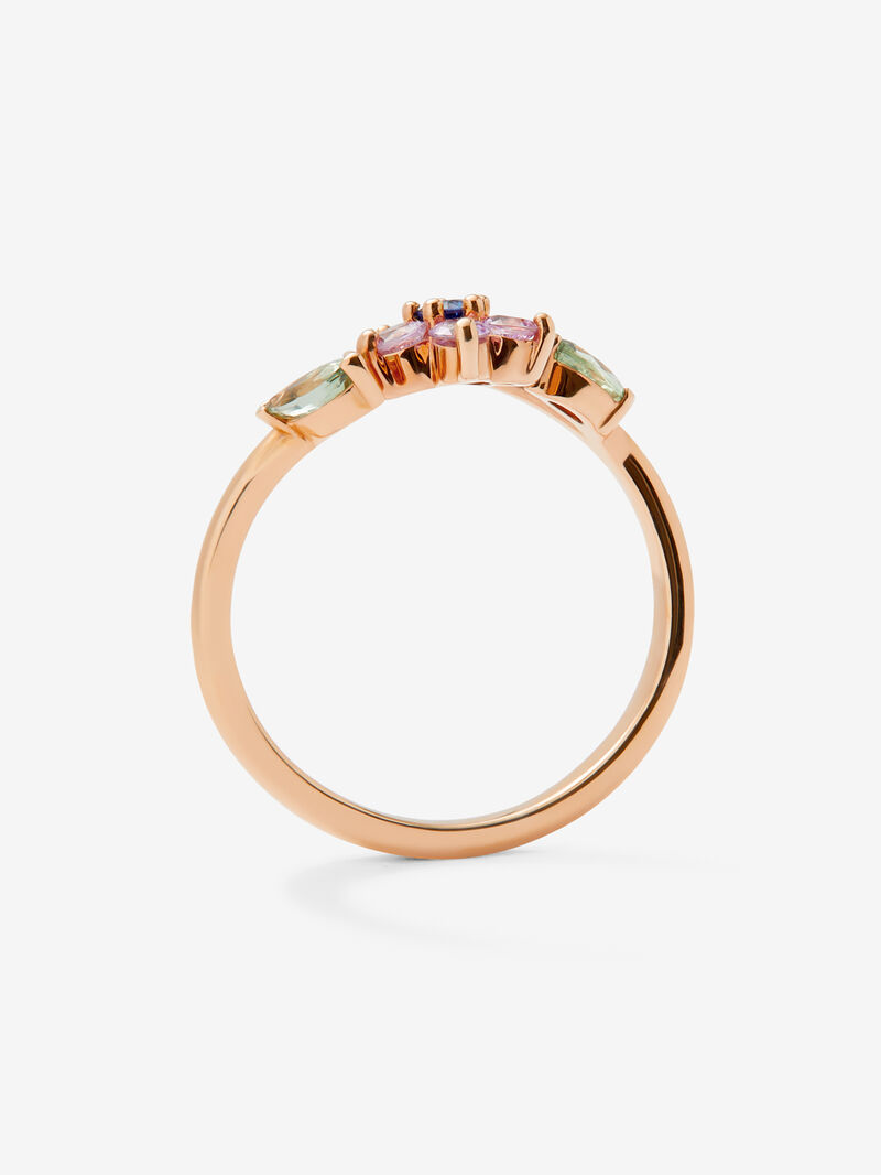18K rose gold ring with 9 pink, green and blue sapphires in brilliant and marquise cut with a total of 0.55 cts image number 4