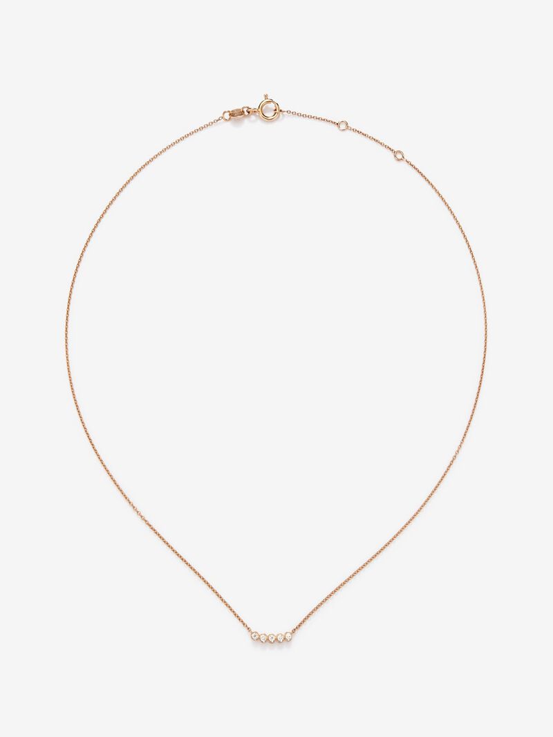 18K rose gold necklace with 5 brilliant-cut diamonds with a total of 0.07 cts image number 0