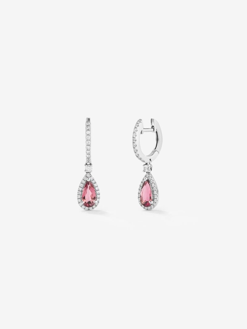 White gold earrings with diamonds and turmalines image number 0