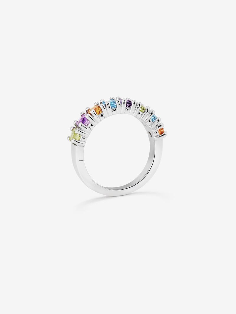 Half Alliance Silver 925 Ring with Multicolor Gems image number 4