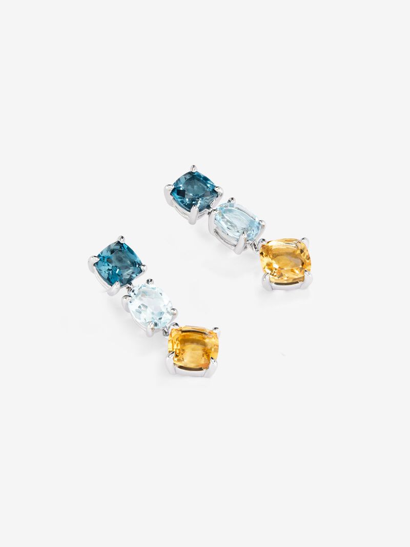925 Silver Long Earrings with Topaz and Citrine image number 1